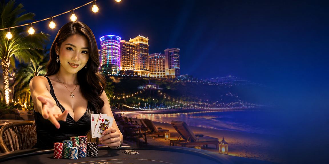Pemain poker sedang bermain di Genting Highlands dengan suasana moden